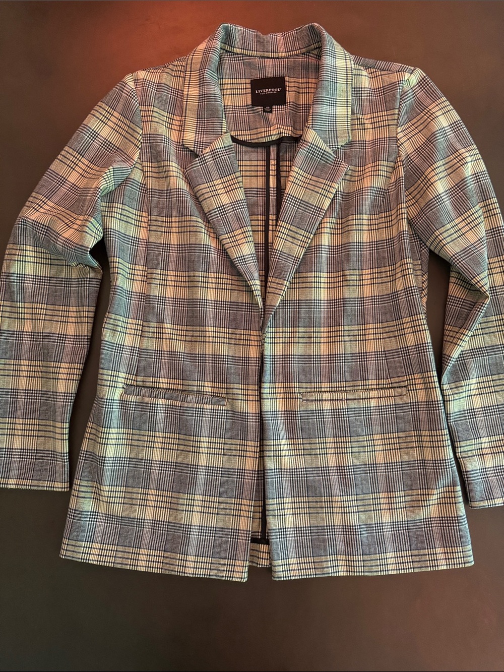 Liverpool Plaid Blazer in Blue and Brown